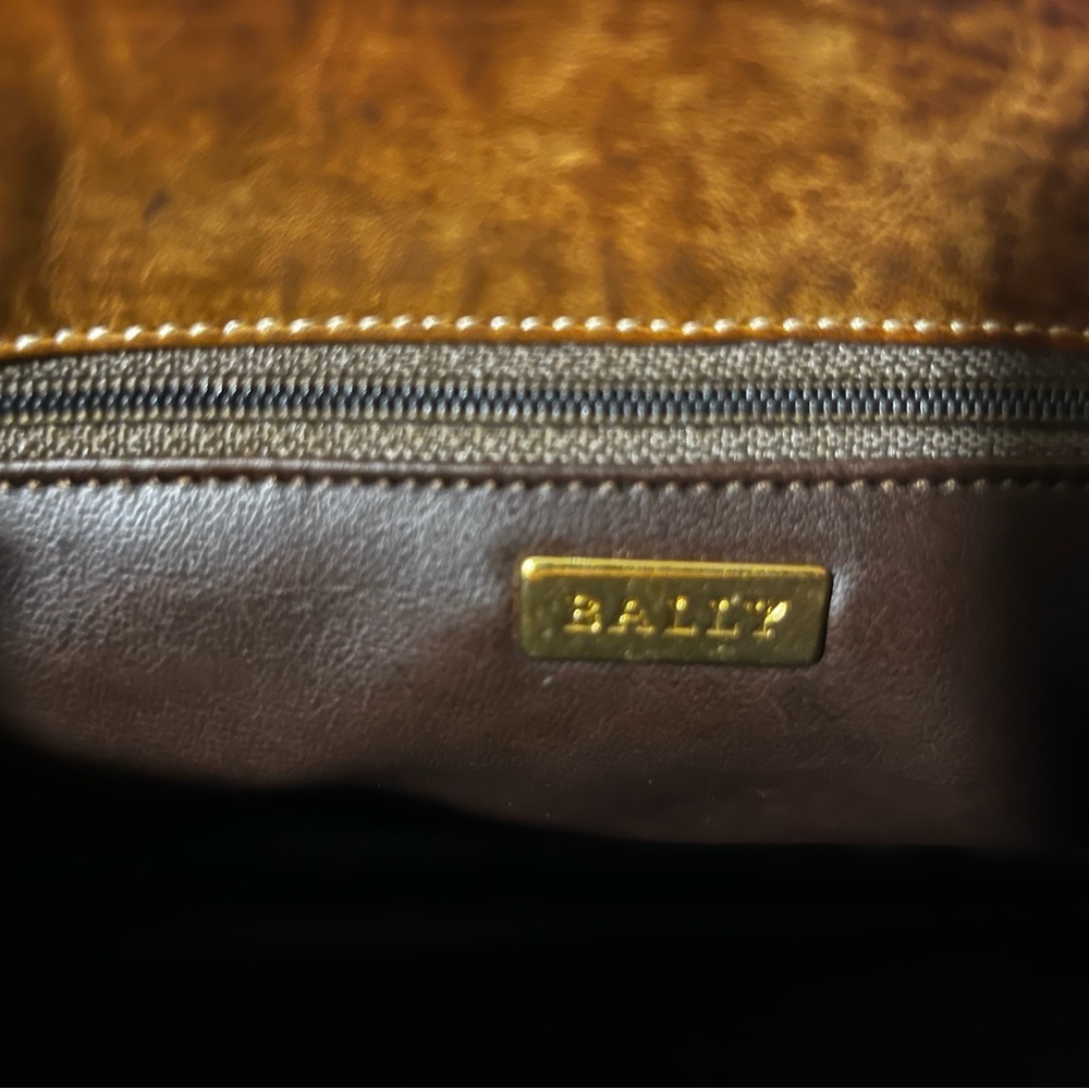 Bally Vintage Woven Leather Clutch Black Gold Turn Lock Italy - Picture 7 of 16
